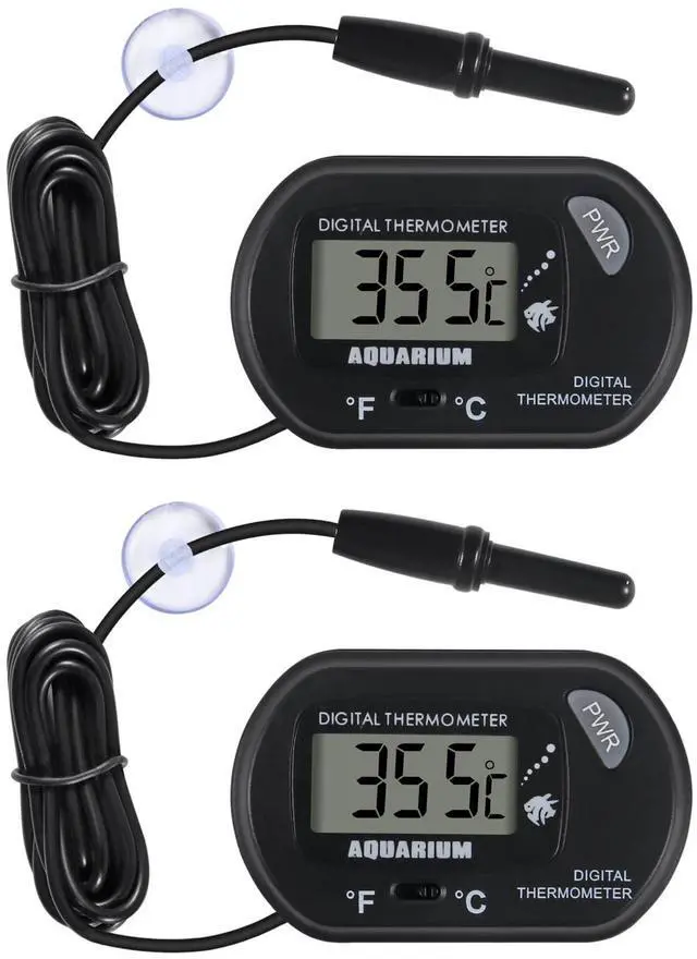 Main image of 2Pack Digital Aquarium Thermometer with Large LCD Display, Reptile Thermometer for Vehicle, Terrarium, Fish Tank, Refrigerator