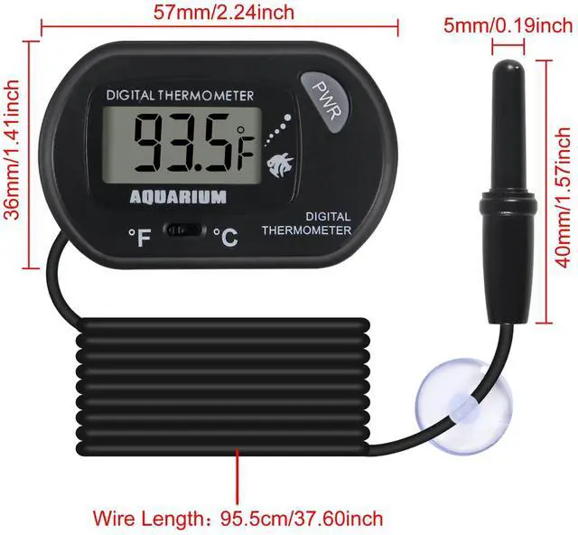 Alt view image 2 of 6 - 2Pack Digital Aquarium Thermometer with Large LCD Display, Reptile Thermometer for Vehicle, Terrarium, Fish Tank, Refrigerator