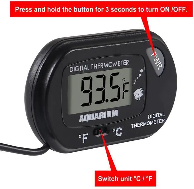Alt view image 4 of 6 - 2Pack Digital Aquarium Thermometer with Large LCD Display, Reptile Thermometer for Vehicle, Terrarium, Fish Tank, Refrigerator