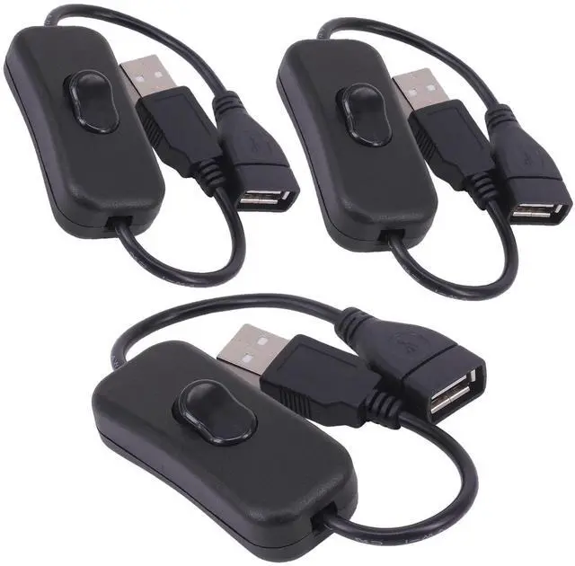 Main image of USB Cable with Switch, Yeebline 3-Pack USB Male to Female Extension Cord Inline Rocker On/Off Switch for Driving Recorder, LED Desk Lamp, USB Fan, LED Strip (3 Pack Black)