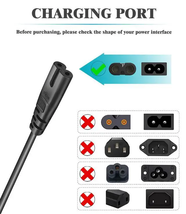 Alt view image 4 of 7 - 2 Prong Universal AC Power Cord for Sony PS5 Consoles