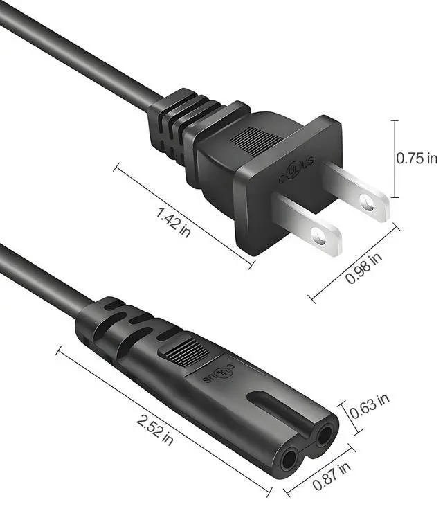 Alt view image 7 of 7 - 2 Prong Universal AC Power Cord for Sony PS5 Consoles