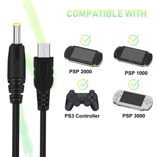 Alt view image 2 of 7 - 2 Pack PSP Charger Cable, Portable USB PSP Power Cord & Data Cable for Sony PSP 1000 2000 3000, Charging Cord 2-in-1