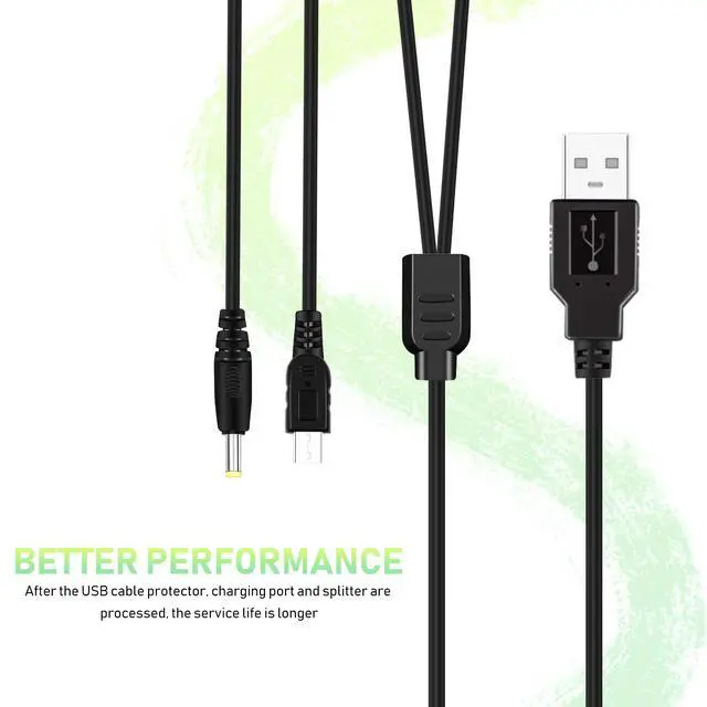 Alt view image 5 of 7 - 2 Pack PSP Charger Cable, Portable USB PSP Power Cord & Data Cable for Sony PSP 1000 2000 3000, Charging Cord 2-in-1
