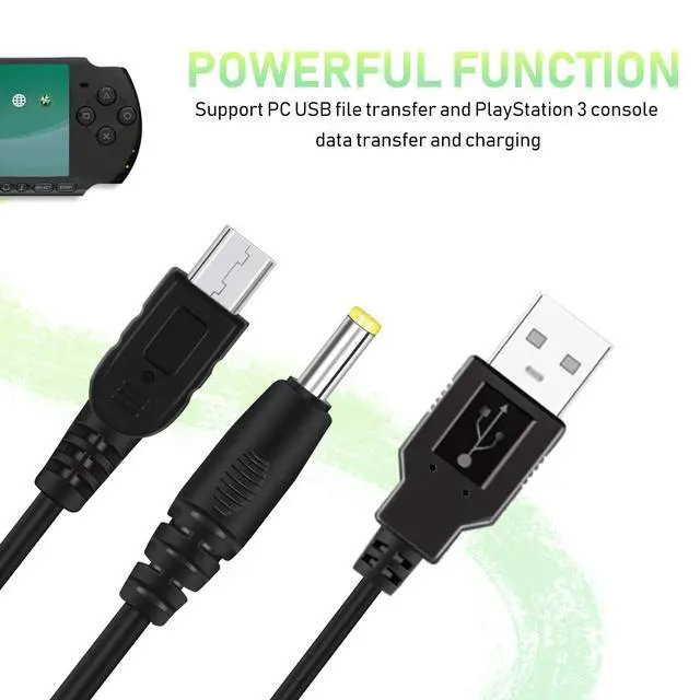 Alt view image 7 of 7 - 2 Pack PSP Charger Cable, Portable USB PSP Power Cord & Data Cable for Sony PSP 1000 2000 3000, Charging Cord 2-in-1