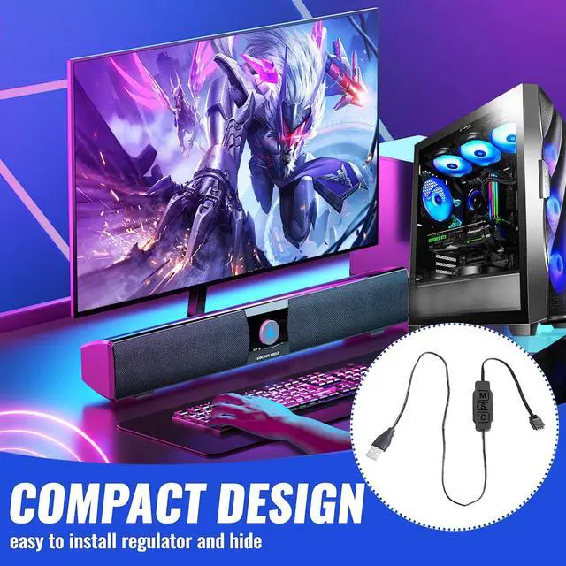 Alt view image 6 of 7 - ARGB LED Controller 5V 3-Pin 70 cm Total Length USB Powered Mini RGB Controller with (M-Mode) (S-Speed) (C-Color) Buttons Plug-&-Play for PC Fans & Light Strips