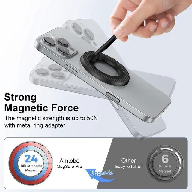 Alt view image 4 of 7 - Magnetic Phone Grip for Samsung S26 S25 Ultra MagSafe Kickstand Compatible with Finger Loop for Galaxy S26 Ultra S26+ S25+ S25 S24 FE S24+ A26 A36,Pixel, 4-in-1 Magnetic Finger Ring Grip Stand Holder