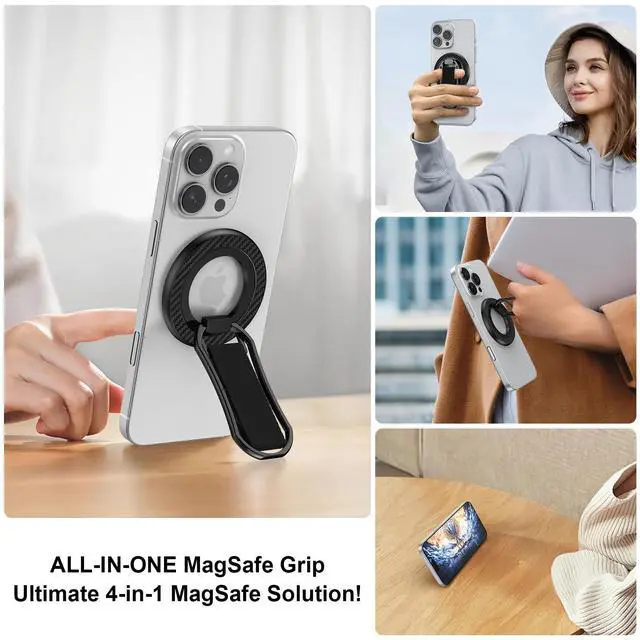Alt view image 6 of 7 - Magnetic Phone Grip for Samsung S26 S25 Ultra MagSafe Kickstand Compatible with Finger Loop for Galaxy S26 Ultra S26+ S25+ S25 S24 FE S24+ A26 A36,Pixel, 4-in-1 Magnetic Finger Ring Grip Stand Holder