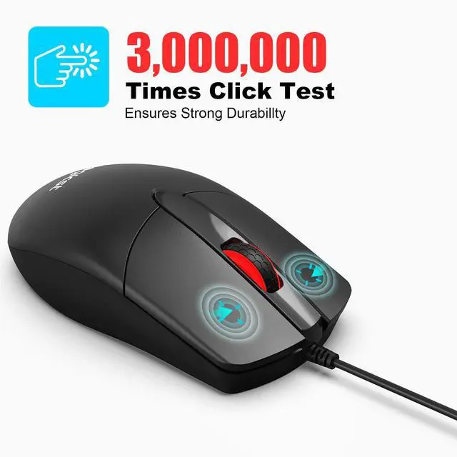 Alt view image 3 of 7 - M102 Wired USB Optical Mouse (Black), 3-Button, Ergonomic Design, 1000 DPI, for Computers, Laptops, Chromebook, MacBook, PC, Comfort Size, Ambidextrous, Modern Style