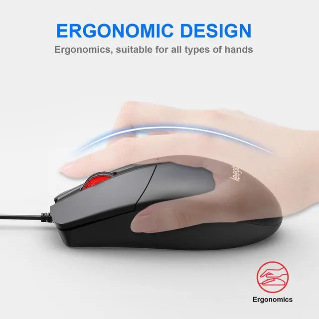 Alt view image 2 of 7 - M102 Wired USB Optical Mouse (Black), 3-Button, Ergonomic Design, 1000 DPI, for Computers, Laptops, Chromebook, MacBook, PC, Comfort Size, Ambidextrous, Modern Style