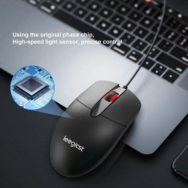 Alt view image 4 of 7 - M102 Wired USB Optical Mouse (Black), 3-Button, Ergonomic Design, 1000 DPI, for Computers, Laptops, Chromebook, MacBook, PC, Comfort Size, Ambidextrous, Modern Style