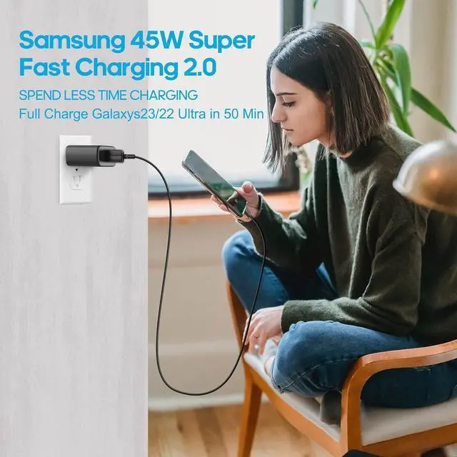 Alt view image 4 of 7 - Samsung Super Fast Charger Type C 45W GaN Power USB C Charger PPS/PD Fast Charging Block for Samsung Galaxy S26 Ultra/S26/S26+/S25 Ultra/S25/S25+/ S24 Ultra/S24/S24+/S23 Ultra/S23/S23+/S22 Ultra-1pack
