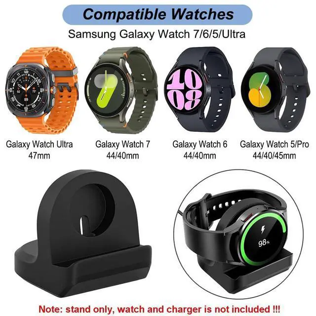 Alt view image 2 of 6 - Charging Stand for Samsung Galaxy Watch 7/6/5/Ultra, Smart Watch Charger Bracket Holder with Cable Management Slot (Black)