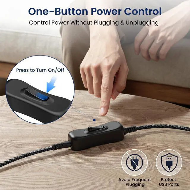 Alt view image 2 of 7 - USB On Off Switch Cable,USB Extension Cable Support Data and Power 10FT/3M,Inline Power Switch,Male to Female with Toggle Switch for LED Lamp,LED Light Strips,Driving Recorder