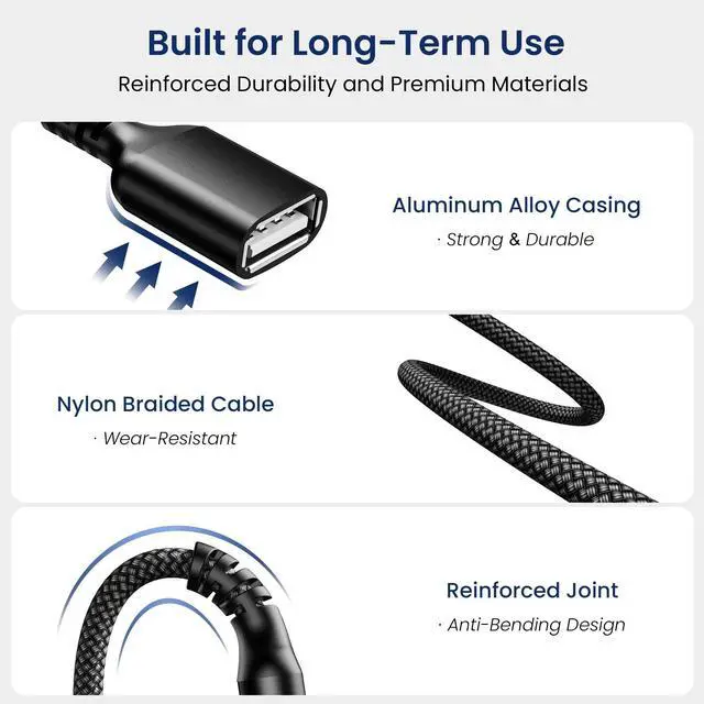 Alt view image 3 of 7 - USB On Off Switch Cable,USB Extension Cable Support Data and Power 10FT/3M,Inline Power Switch,Male to Female with Toggle Switch for LED Lamp,LED Light Strips,Driving Recorder
