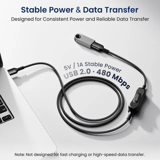Alt view image 4 of 7 - USB On Off Switch Cable,USB Extension Cable Support Data and Power 10FT/3M,Inline Power Switch,Male to Female with Toggle Switch for LED Lamp,LED Light Strips,Driving Recorder