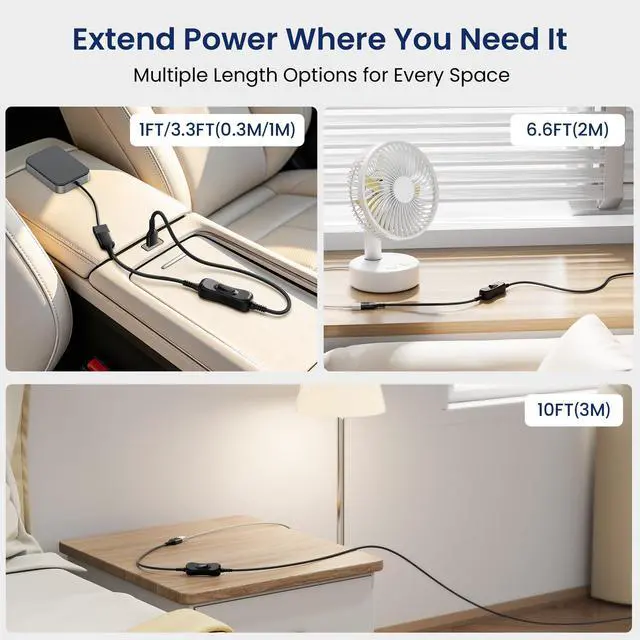 Alt view image 5 of 7 - USB On Off Switch Cable,USB Extension Cable Support Data and Power 10FT/3M,Inline Power Switch,Male to Female with Toggle Switch for LED Lamp,LED Light Strips,Driving Recorder