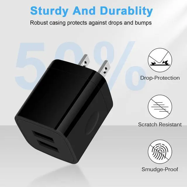 Alt view image 5 of 7 - USB Plugs Wall Outlet Power Adapter Dual USB Electric Plug Charging Cube | Compatible iPhone 17e 17 Pro Max Air 16e 16 Plus 15 14 13 12,Samsung Galaxy S26 Ultra A17 A36 A37 S25 FE A54 S24 A16 A53 S23