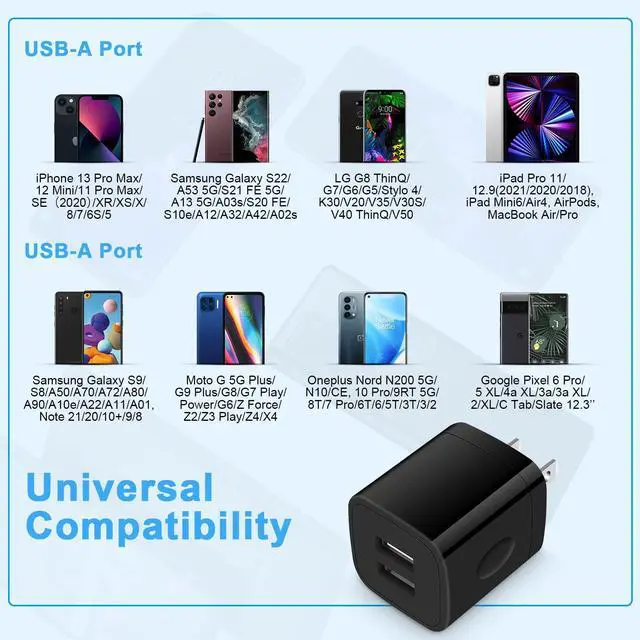Alt view image 6 of 7 - USB Plugs Wall Outlet Power Adapter Dual USB Electric Plug Charging Cube | Compatible iPhone 17e 17 Pro Max Air 16e 16 Plus 15 14 13 12,Samsung Galaxy S26 Ultra A17 A36 A37 S25 FE A54 S24 A16 A53 S23