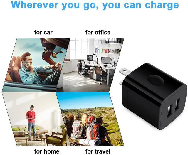 Alt view image 7 of 7 - USB Plugs Wall Outlet Power Adapter Dual USB Electric Plug Charging Cube | Compatible iPhone 17e 17 Pro Max Air 16e 16 Plus 15 14 13 12,Samsung Galaxy S26 Ultra A17 A36 A37 S25 FE A54 S24 A16 A53 S23