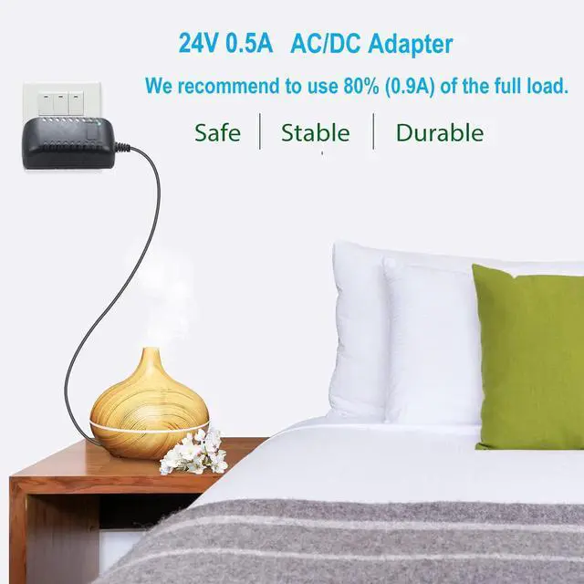 Alt view image 6 of 6 - DC 24V 0.5A Switching Power Supply AC Adapter 100-240V 50-60Hz to dc 24Volt 0.5 Amp Power Cord Wall Adapter with 5.5mm x 2.5mm/2.1mm Barrel Plug & 10 Tips