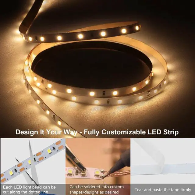 Alt view image 3 of 7 - Strip Lights USB 9.8Ft 180 LED Strip Lights Cuttable Each 2835 SMD