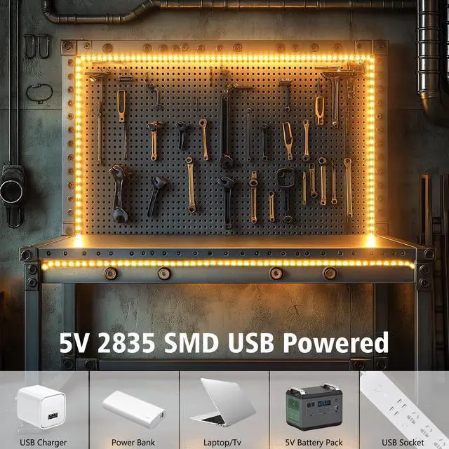 Alt view image 5 of 7 - Strip Lights USB 9.8Ft 180 LED Strip Lights Cuttable Each 2835 SMD