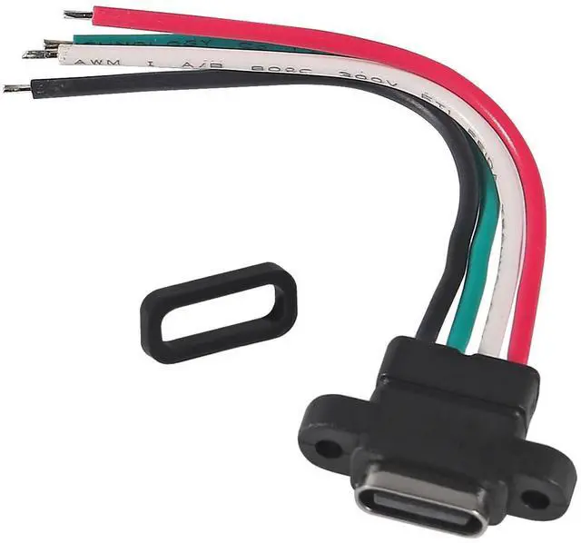 Alt view image 4 of 6 - 8pcs USB Connector Type-C Female Chassis 4 Pin for DIY, Waterproof 4P Solder Wire Type USB C Pigtail Cable Extension Power Cable USB-C Plug to 4 Pin Bare Wire Open End Connector