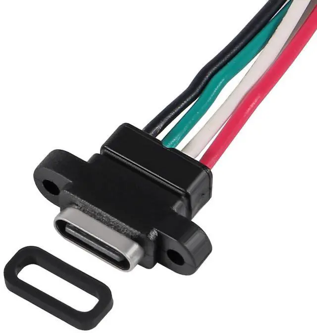 Alt view image 6 of 6 - 8pcs USB Connector Type-C Female Chassis 4 Pin for DIY, Waterproof 4P Solder Wire Type USB C Pigtail Cable Extension Power Cable USB-C Plug to 4 Pin Bare Wire Open End Connector