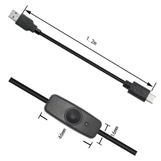 Alt view image 5 of 7 - Raspberry Pi Power Switch, 3.9FT with Indicator Light Raspberry Pi 4 Power Switch Type A to Type C USB Cable for Raspberry Pi 4