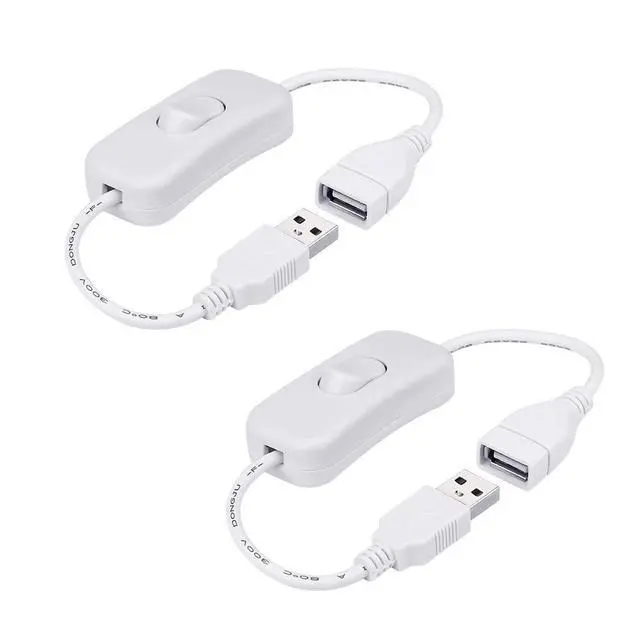 Alt view image 7 of 7 - 2 Pack Male to Female USB Cable with On/Off Switch, USB Extension Inline Rocker Switch for Driving Recorder, LED Desk Lamp, USB Fan, LED StripWhite