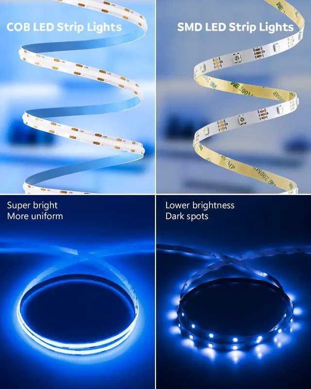 Alt view image 5 of 7 - LED Strip Lights 5V USB 6.56FT/2M 640 LEDs Blue Indoor Rope Lights for Bedroom Not Waterproof IP20 CRI85+ Flexible LED Light for TV Backlight Living Room Party DIY Lighting