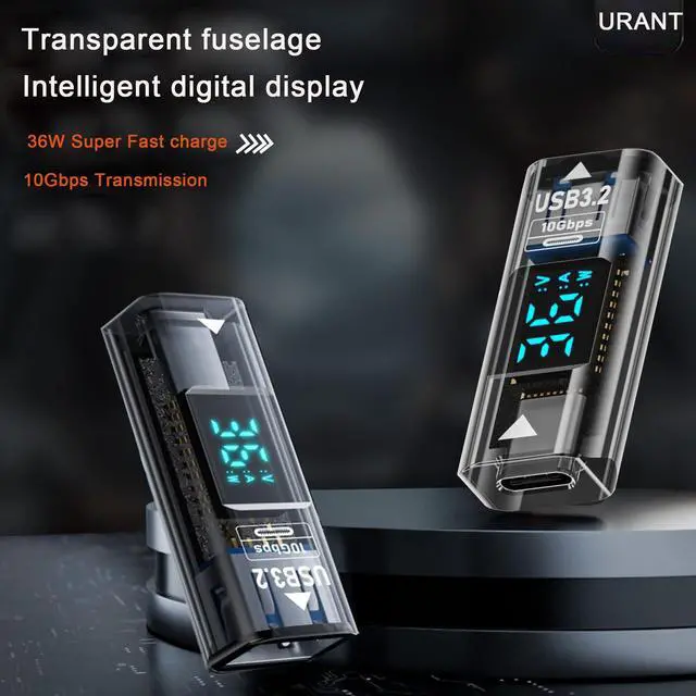 Alt view image 2 of 6 - USB to USB C Converter Type C Expander with Digital LED Display(2Pack)