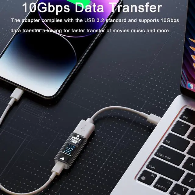 Alt view image 6 of 6 - USB to USB C Converter Type C Expander with Digital LED Display(2Pack)
