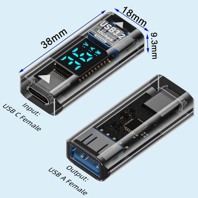Alt view image 4 of 6 - USB to USB C Converter Type C Expander with Digital LED Display(2Pack)