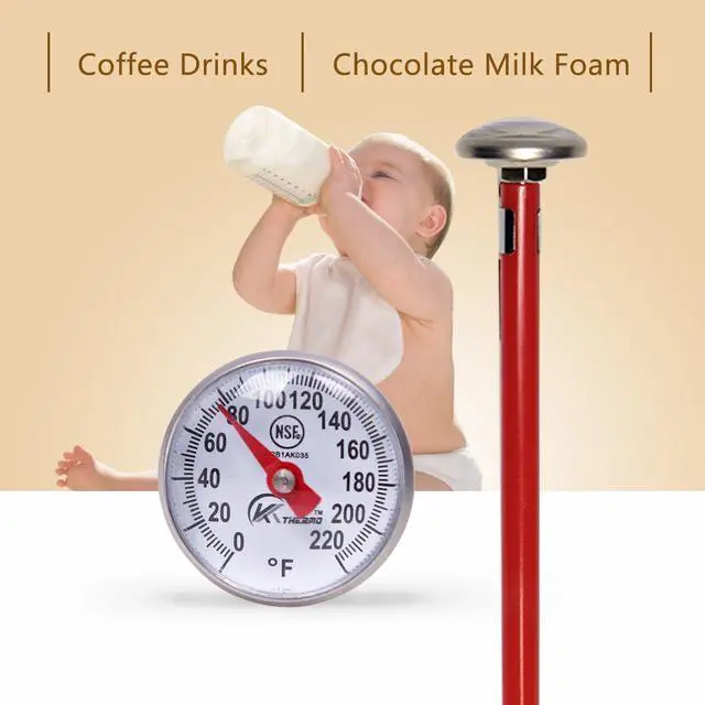 Alt view image 4 of 6 - Instant Read 1-Inch Dial Thermometer,Best for The Coffee Drinks,Chocolate Milk Foam