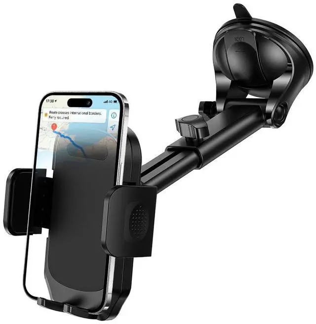 Main image of Car Dash Mount Phone Holder, 360° Adjustable Strong Suction Cup Vehicle Windshield Mobile Phone Mount, Hands Free Automotive Cellphone Stand, Suitable for 1.97-4.33" Smartphone (Black)
