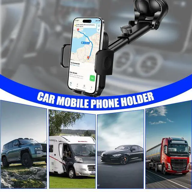 Alt view image 3 of 6 - Car Dash Mount Phone Holder, 360° Adjustable Strong Suction Cup Vehicle Windshield Mobile Phone Mount, Hands Free Automotive Cellphone Stand, Suitable for 1.97-4.33" Smartphone (Black)