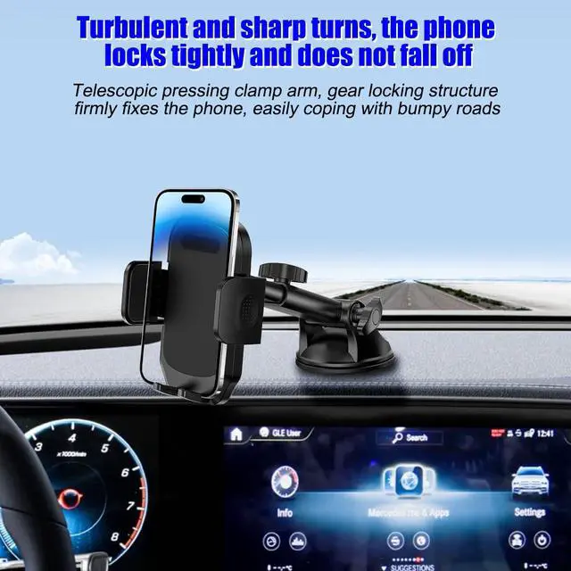 Alt view image 4 of 6 - Car Dash Mount Phone Holder, 360° Adjustable Strong Suction Cup Vehicle Windshield Mobile Phone Mount, Hands Free Automotive Cellphone Stand, Suitable for 1.97-4.33" Smartphone (Black)