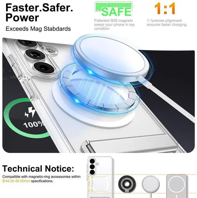 Alt view image 2 of 7 - Samsung Galaxy S26 Case, Magnetic S26 Case with Stand for MagSafe, Clear