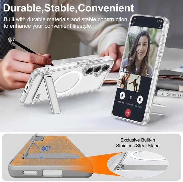 Alt view image 4 of 7 - Samsung Galaxy S26 Case, Magnetic S26 Case with Stand for MagSafe, Clear