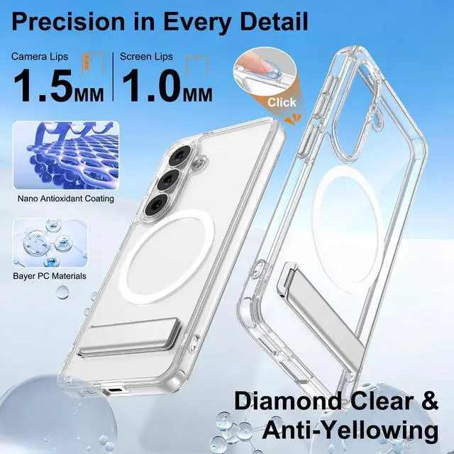 Alt view image 7 of 7 - Samsung Galaxy S26 Case, Magnetic S26 Case with Stand for MagSafe, Clear