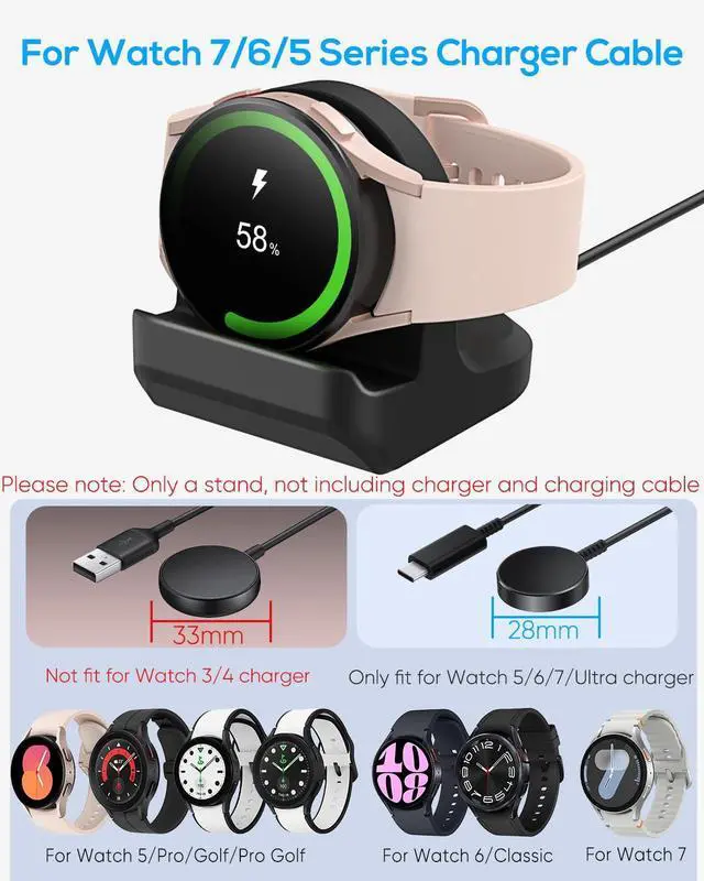 Alt view image 2 of 7 - Stand for Samsung Galaxy Watch Ultra 2025 47MM/ 8 Classic 46MM/Watch 8 40/44MM/7 40,44mm/ Ultra/6 40 44mm Non-Slip Silicone Charging Dock,Charger Base Holder with Cable Management Slot,NOT Charger