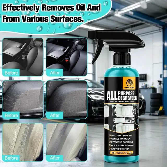 Alt view image 4 of 7 - 2Pcs All Purpose Degreaser for Car and House, Lemon Scent Mulit Heavy-Duty Cleaning Spray, Car and House Multi-purpose Cleaning Spray, Quick Stain Removal For Cars Kitchen Bathroom