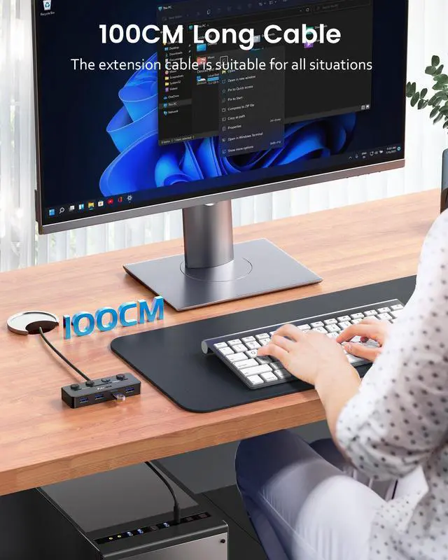 Alt view image 6 of 7 - USB C Hub, USBC to 4-Ports USB 3.0 Hub with Type C Power Port and Individual On/Off Switches, 5Gbps USB C Splitter with 3.3ft Long Extender Cable Compatible for Laptops, MacBook Pro/Air