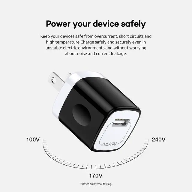 Alt view image 4 of 7 - 5 Pack USB Outlet Plug, Charger Block, Single Port USB-A Wall Charging Cube