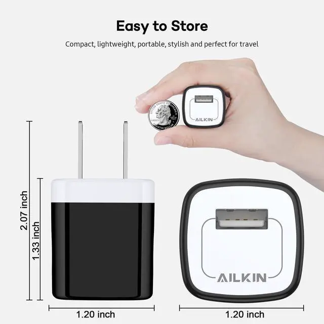 Alt view image 5 of 7 - 5 Pack USB Outlet Plug, Charger Block, Single Port USB-A Wall Charging Cube