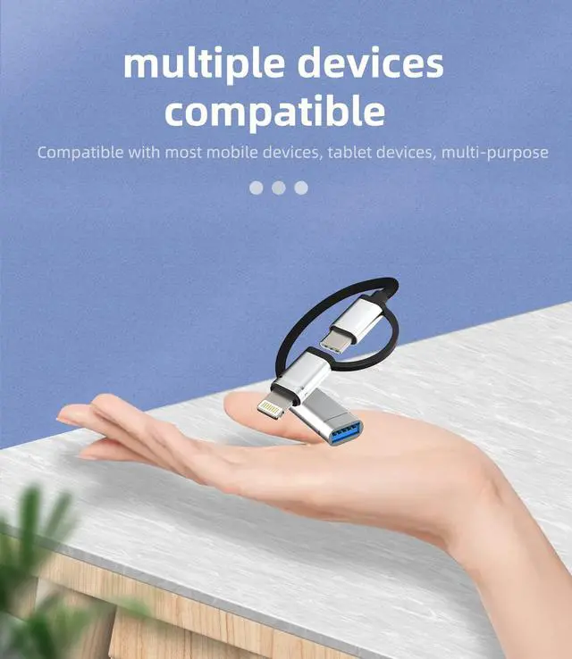 Alt view image 6 of 7 - USB to Lightning Adapter OTG Cable USB-A Female Type C Male 3.0 Converter Thunderbolt Port Cord Apple IPhone15 Pro Max ipad 10?Air4/5?Mini6?Pro 12.9 MacBook compatible
