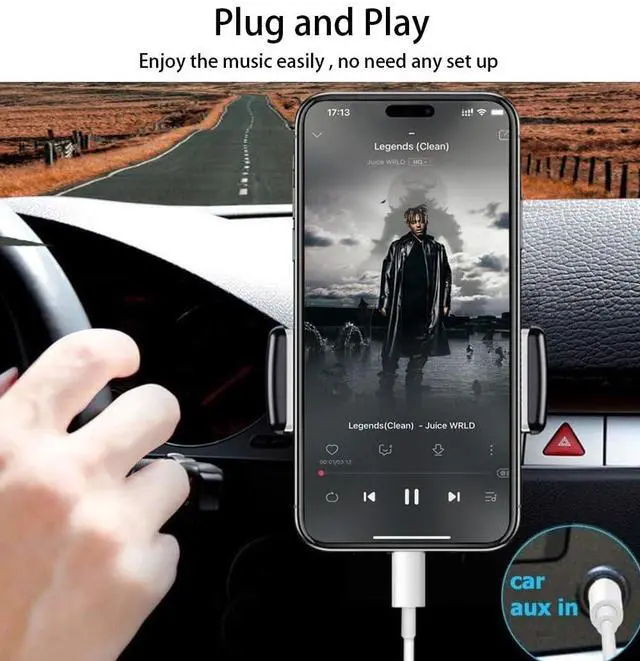 Alt view image 2 of 7 - USB C to 3.5mm Aux Cord for New iPhone 17 Air/17/16e/16/15 Pro Max Plus Car Auxiliary Cable, Aux Adapter Cord for iPhone 17/16/15 Series Play Music in Old car Audio Jack (3.3Ft)