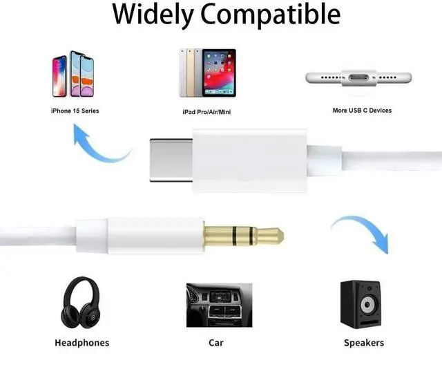 Alt view image 4 of 7 - USB C to 3.5mm Aux Cord for New iPhone 17 Air/17/16e/16/15 Pro Max Plus Car Auxiliary Cable, Aux Adapter Cord for iPhone 17/16/15 Series Play Music in Old car Audio Jack (3.3Ft)